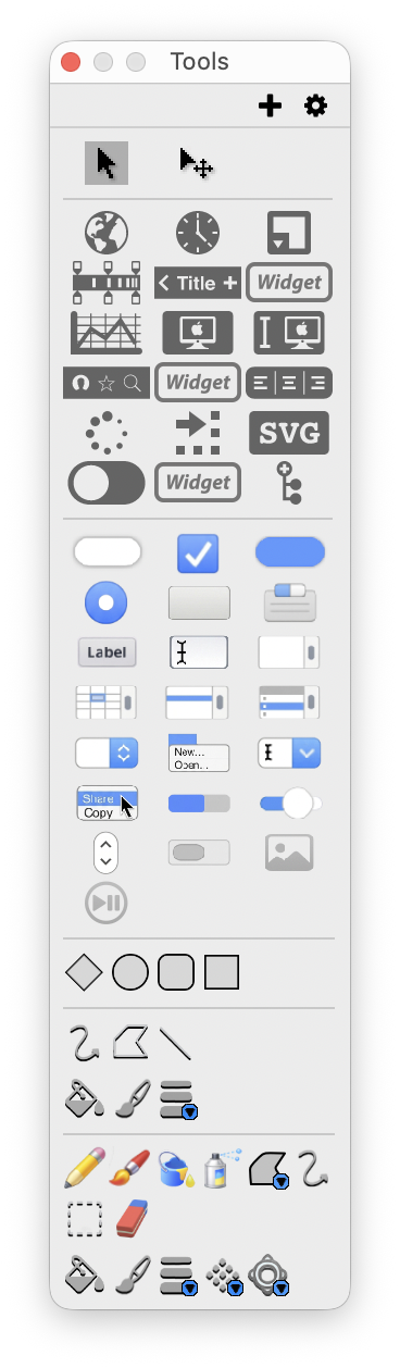 The HyperXTalk Tools palette