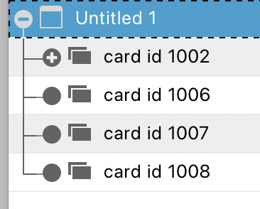 Project Browser showing a stack with four cards