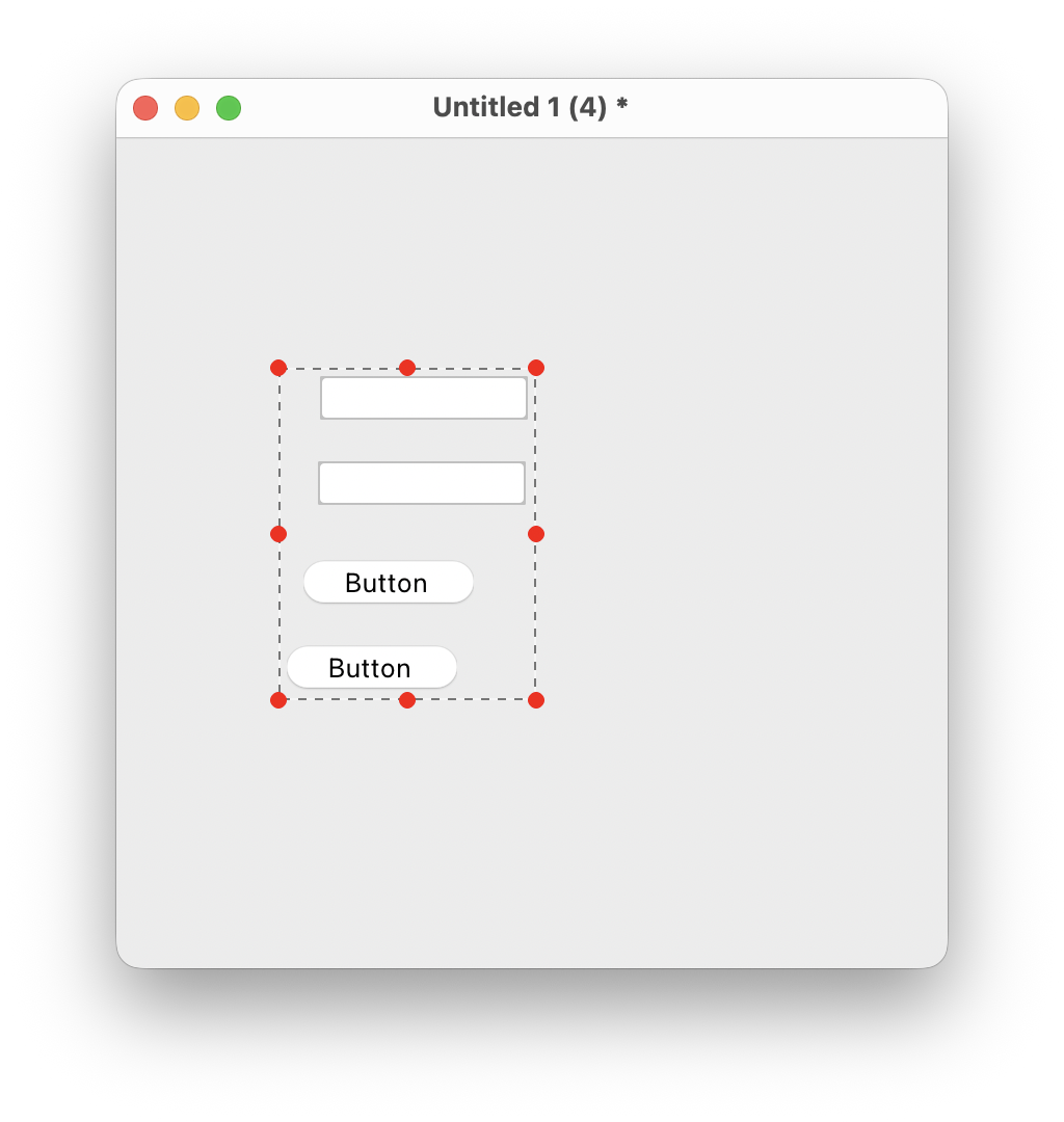 Several controls grouped together and selected as a unit