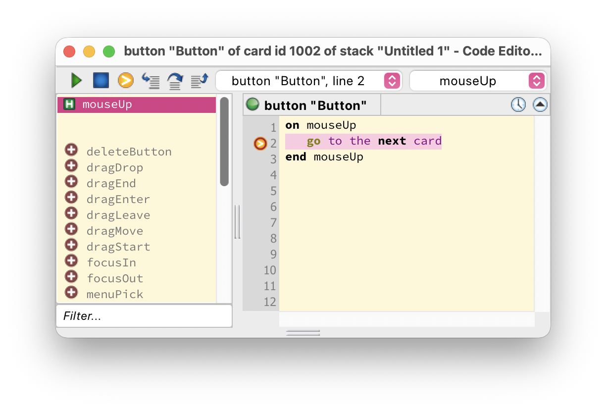 The Debugger paused on line 2 with the current line highlighted