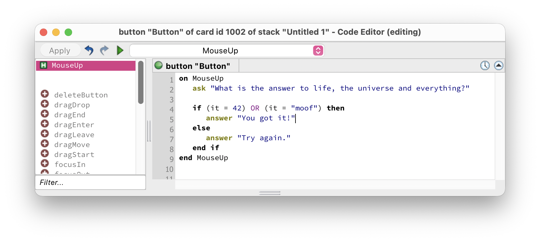 Script editor showing if with OR condition